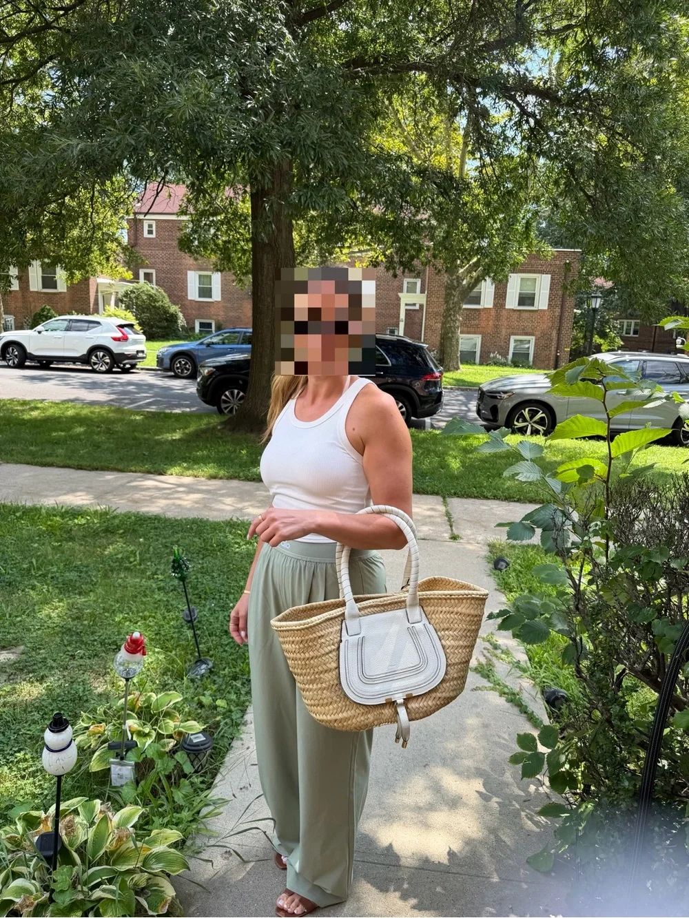 Chloé Woven Straw Tote with Cream Leather Trim